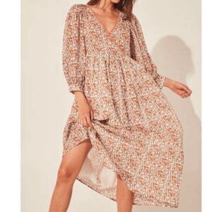 Daughters Of India Binita Apricot Maxi Dress Size Large